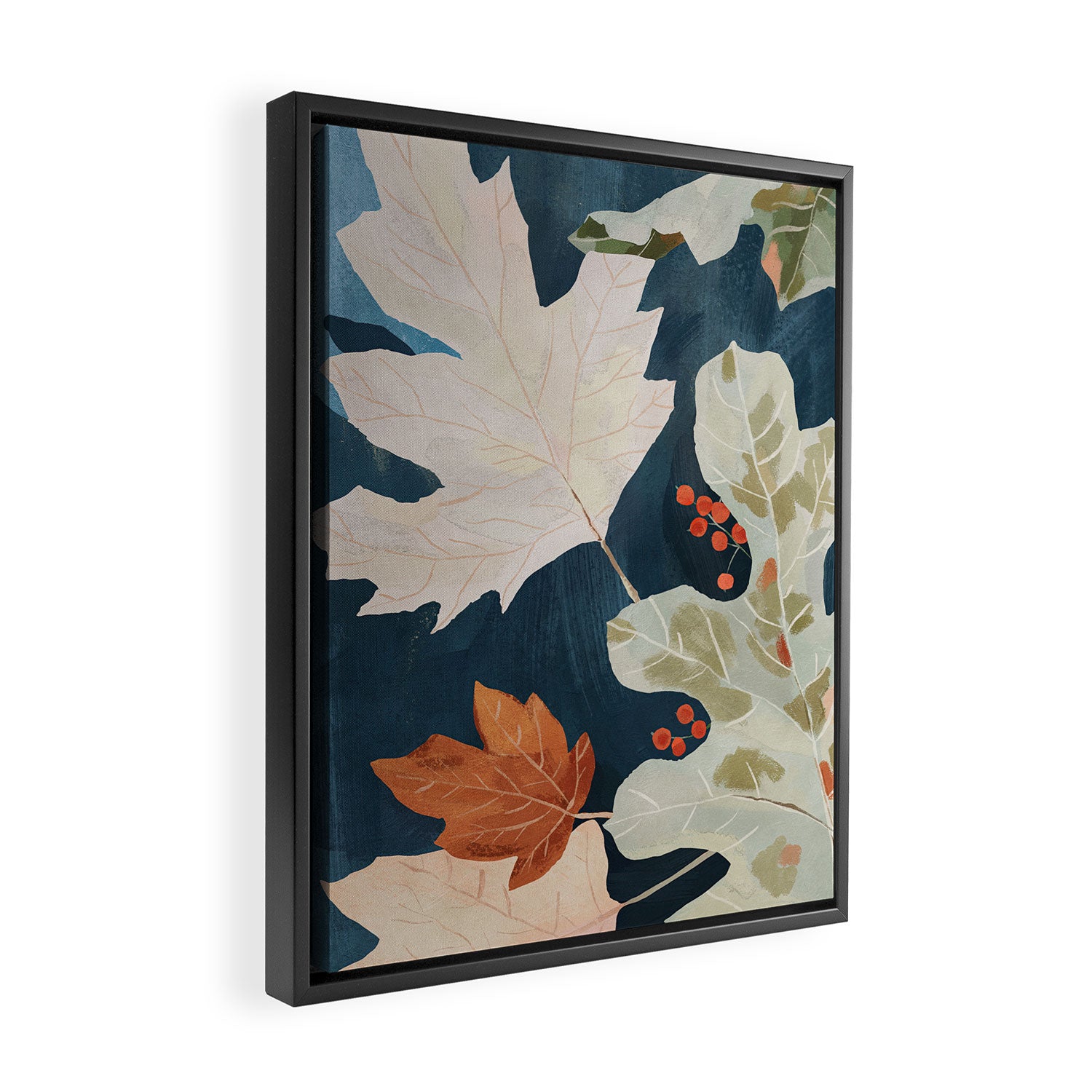 Abstract Art Autumn Leaves Framed Canvas Print Gallery Image 2