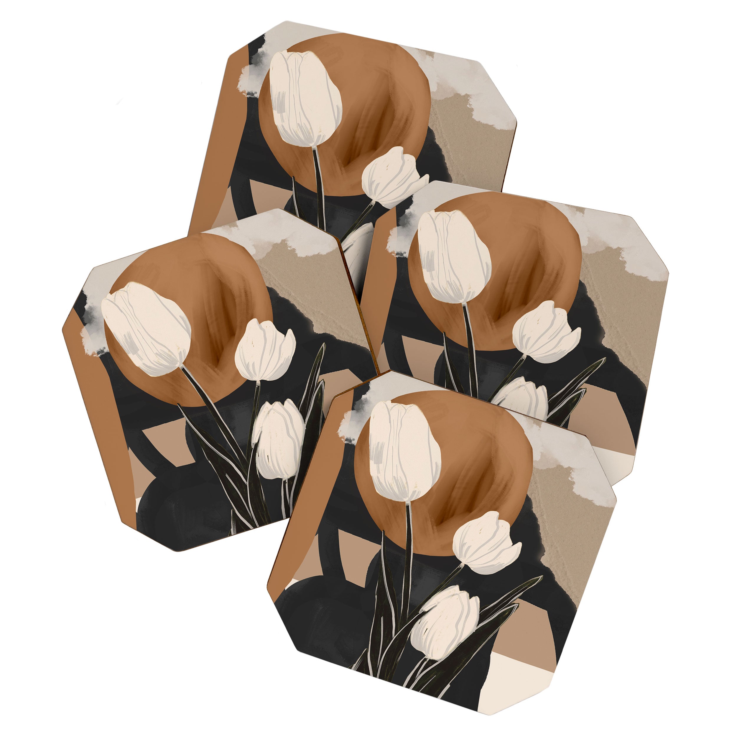Abstract Art Flowers 3 Coaster Gallery Image 1