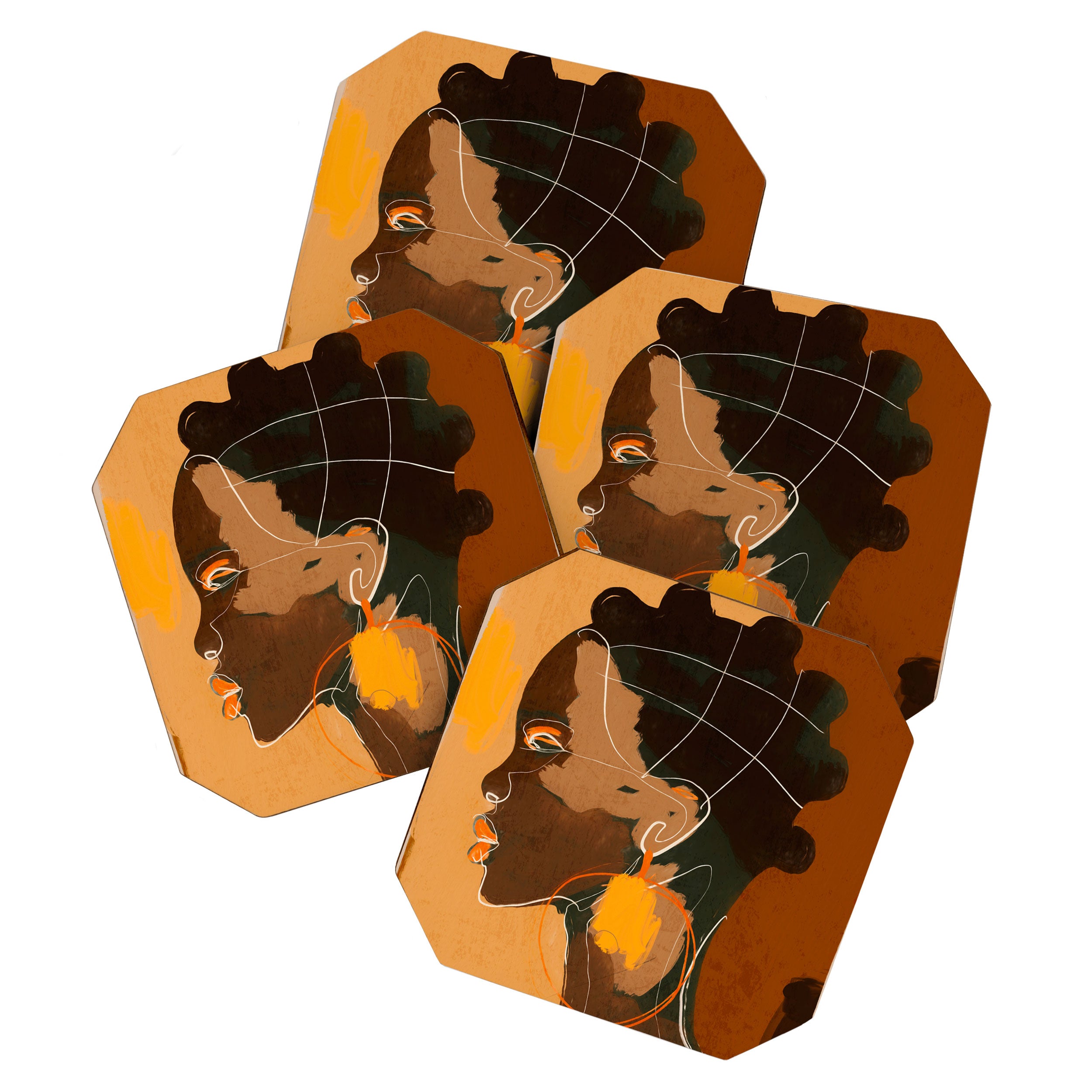 Abstract Art Girl Portrait Coaster Gallery Image 1