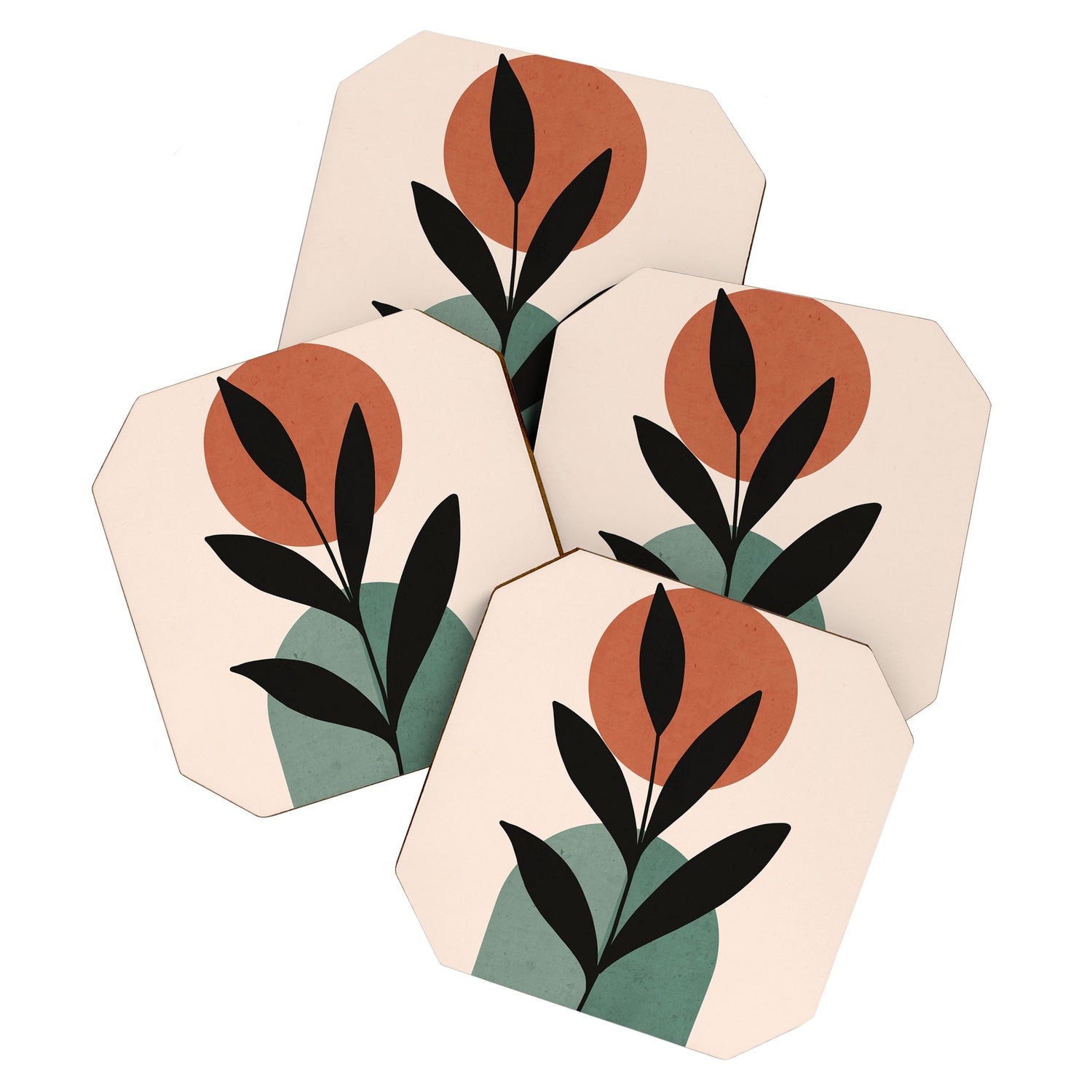 Abstract Art Tropical Leaf 16 Coaster Gallery Image 1