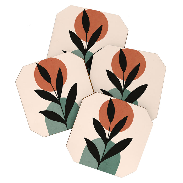 Abstract Art Tropical Leaf 16 Coaster Gallery Image 1