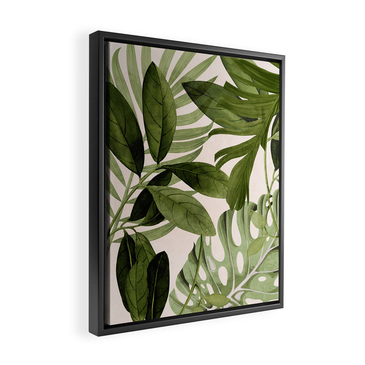 Abstract Art Tropical Leaves 100 Framed Canvas Print Gallery Image 2