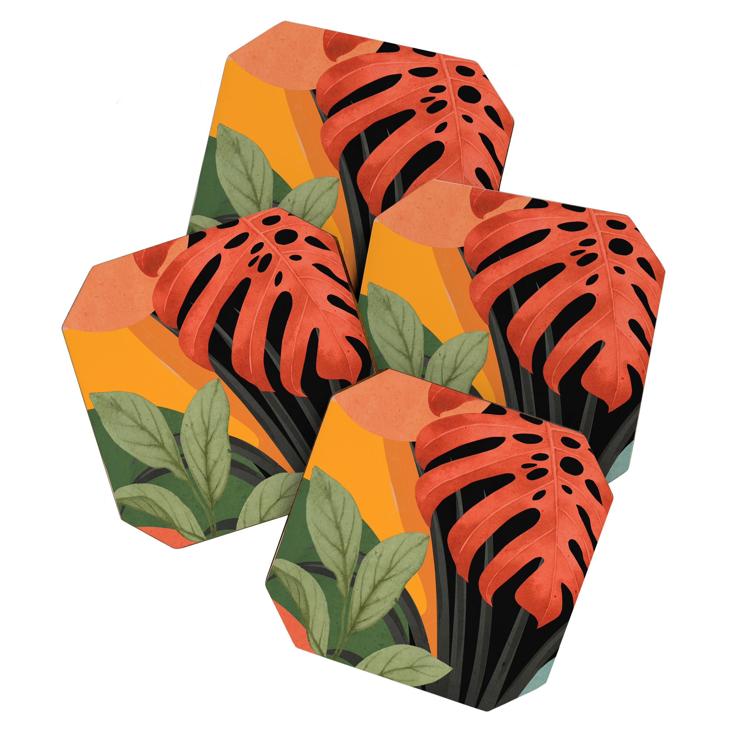 Abstract Art Tropical Leaves 109 Coaster Gallery Image 1