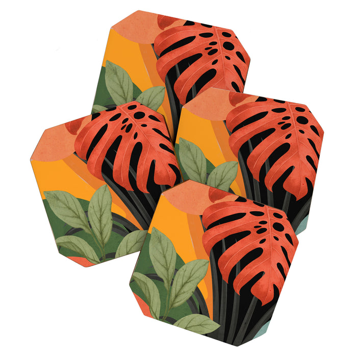 Abstract Art Tropical Leaves 109 Coaster Gallery Image 1