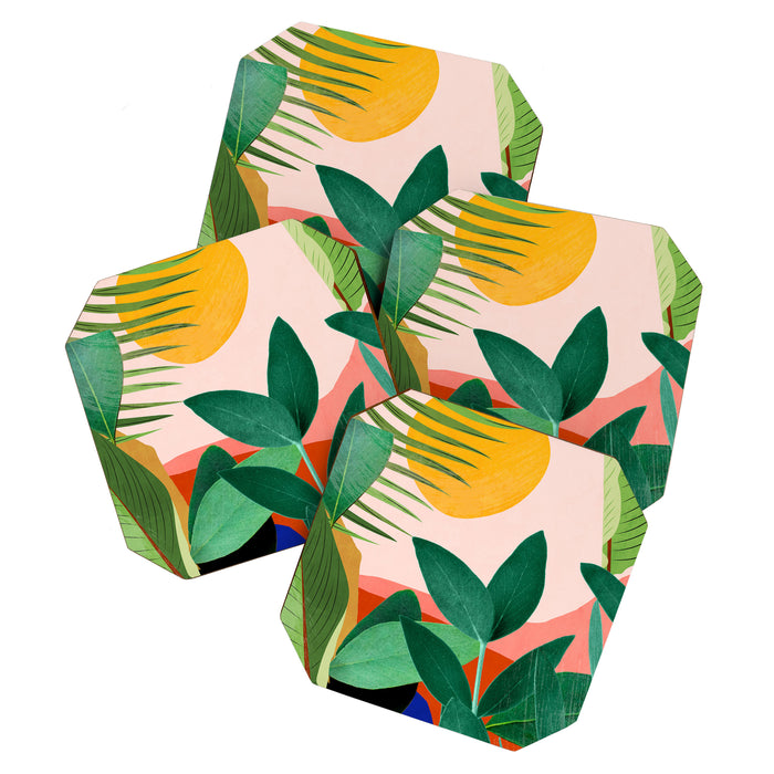 Abstract Art Tropical Leaves 126 Coaster Gallery Image 1