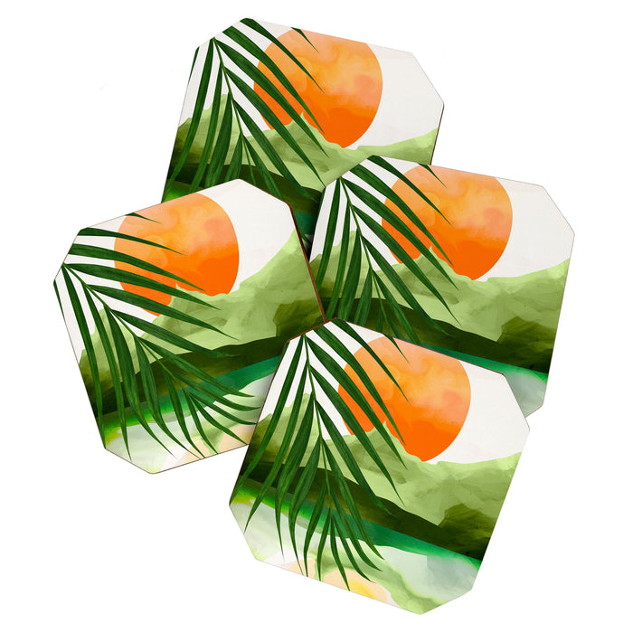 Abstract Art Tropical Leaves 140 Coaster Gallery Image 1