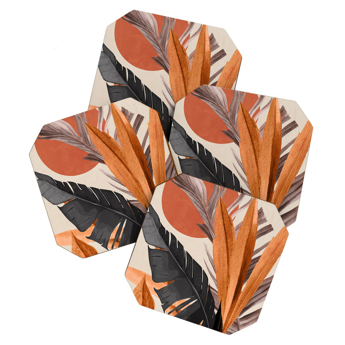 Abstract Art Tropical Leaves 160 Coaster Gallery Image 1