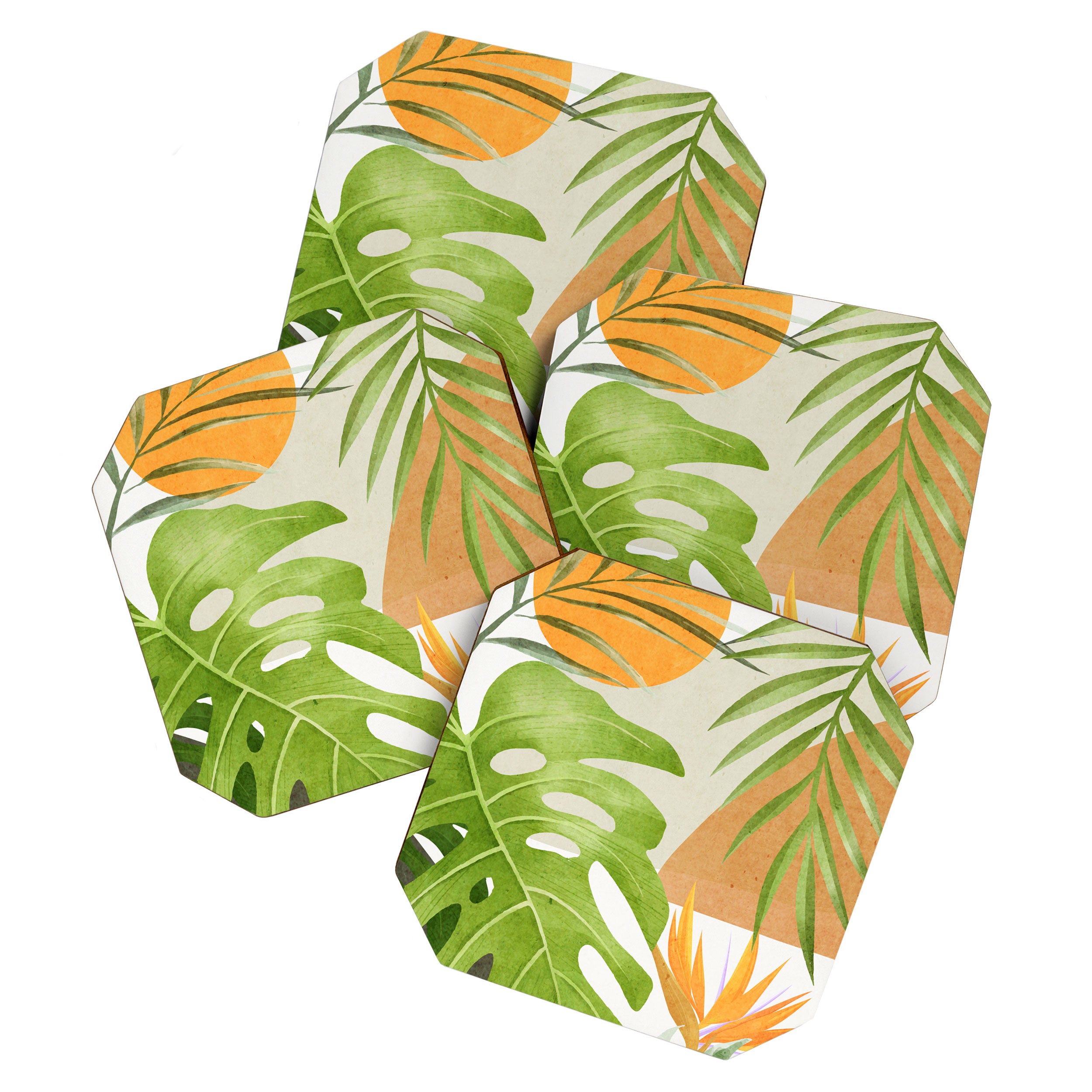 Abstract Art Tropical Leaves 20 Coaster Gallery Image 1