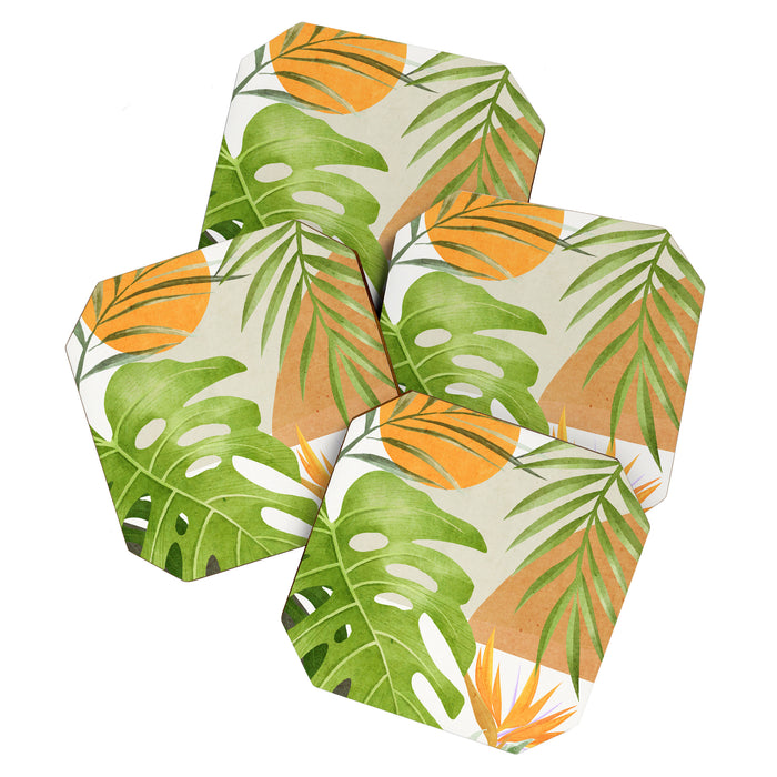 Abstract Art Tropical Leaves 20 Coaster Gallery Image 1