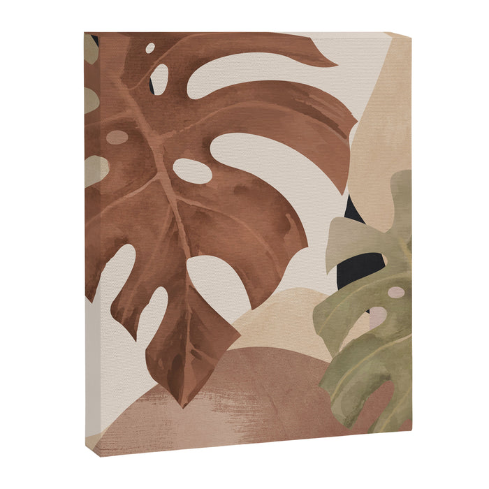 Abstract Art Tropical Leaves 3 Mocha Mousse Canvas Print Gallery Image 1