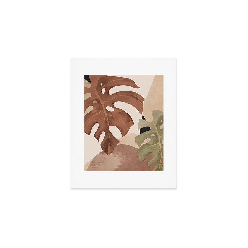 Abstract Art Tropical Leaves 3 Mocha Mousse Art Print Gallery Image 1
