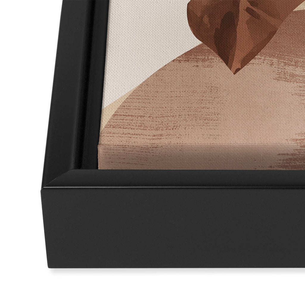 Abstract Art Tropical Leaves 3 Mocha Mousse Framed Canvas Print Gallery Image 3