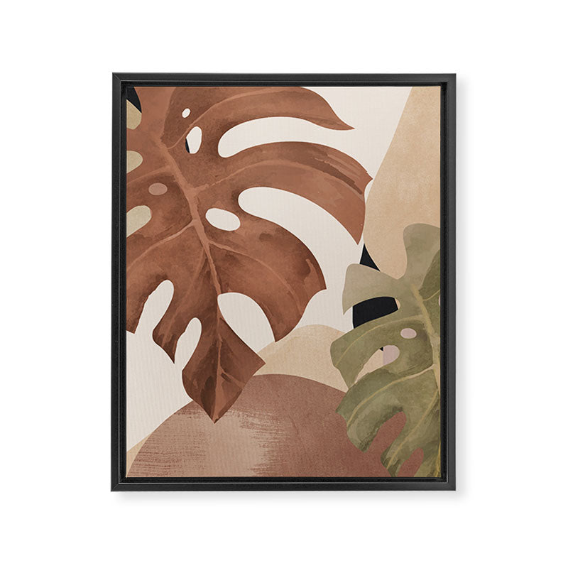 Abstract Art Tropical Leaves 3 Mocha Mousse Framed Canvas Print Gallery Image 6