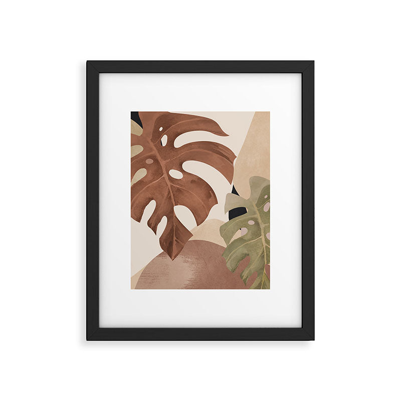 Abstract Art Tropical Leaves 3 Mocha Mousse Framed Art Print Gallery Image 5