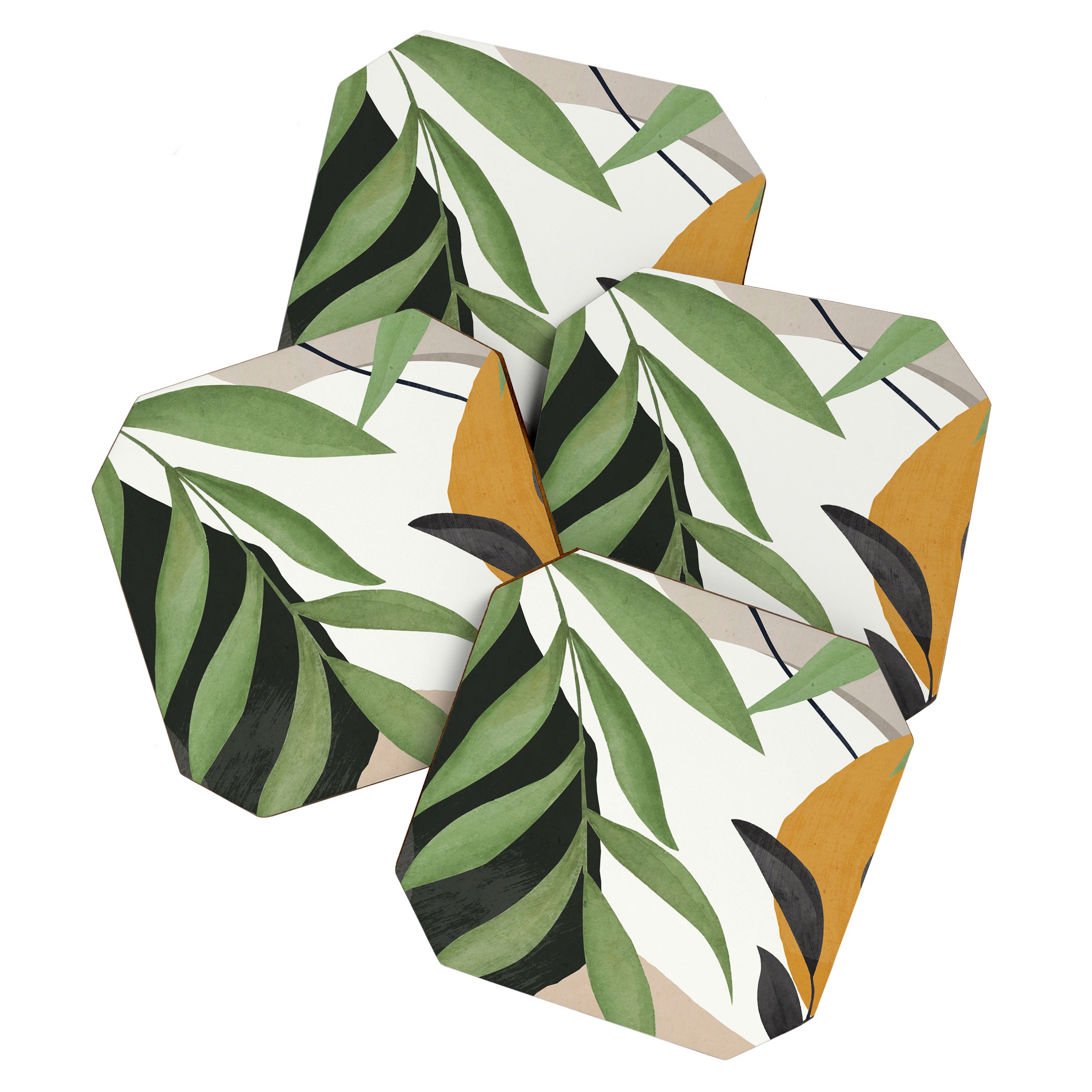 Abstract Art Tropical Leaves 39 Coaster Gallery Image 1