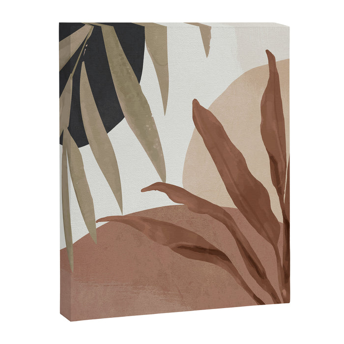 Abstract Art Tropical Leaves 4 Mocha Mousse Canvas Print Gallery Image 1