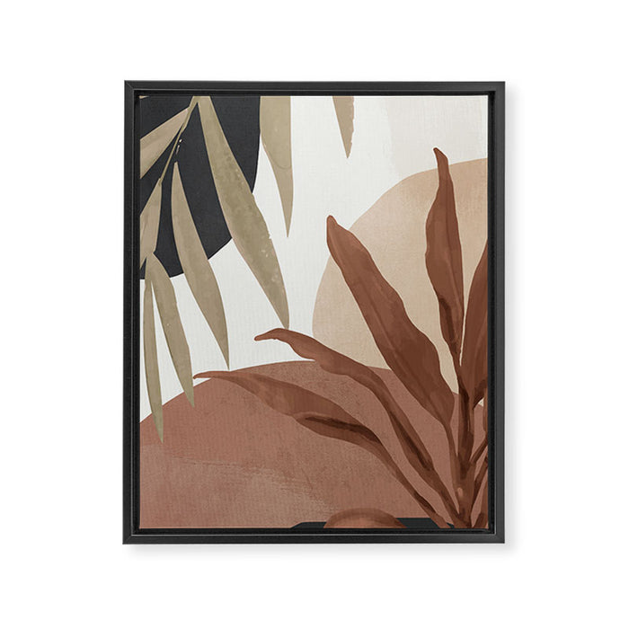 Abstract Art Tropical Leaves 4 Mocha Mousse Framed Canvas Print Gallery Image 1