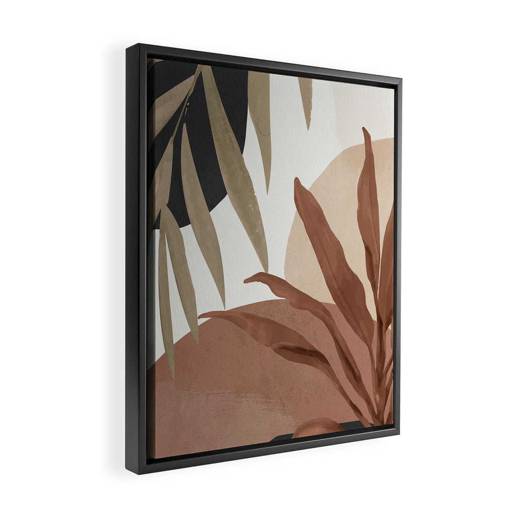 Abstract Art Tropical Leaves 4 Mocha Mousse Framed Canvas Print Gallery Image 2