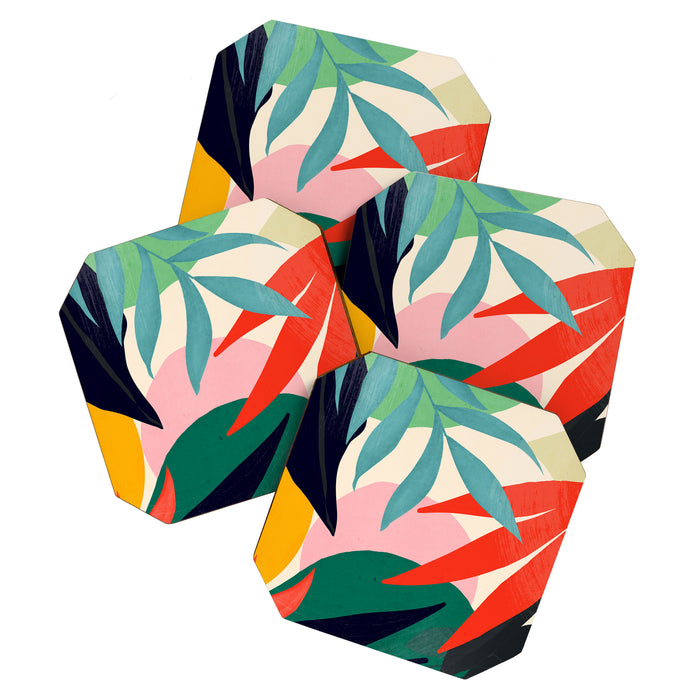 Abstract Art Tropical Leaves 42 Coaster Gallery Image 1