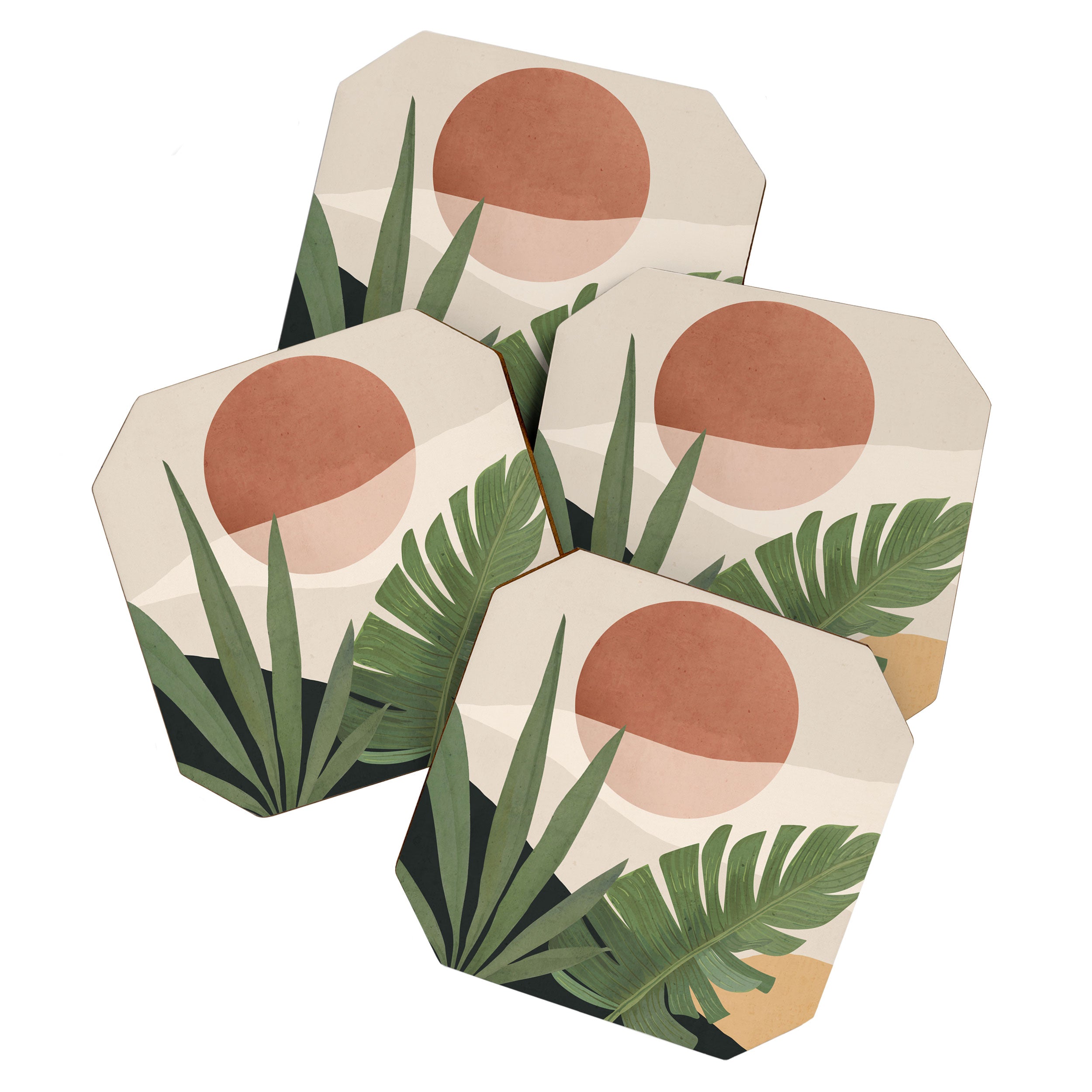 Abstract Art Tropical Leaves 45 Coaster Gallery Image 1