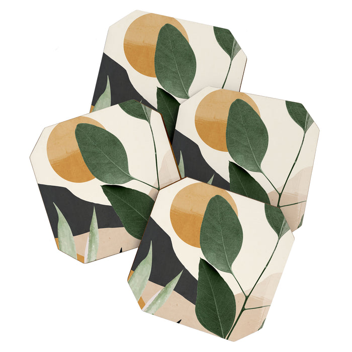 Abstract Art Tropical Leaves 8 Coaster Gallery Image 1