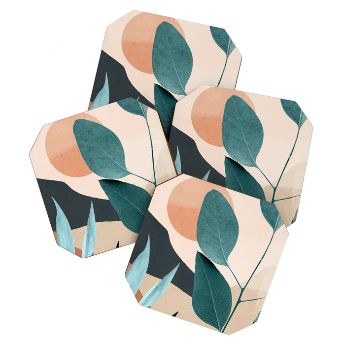 Abstract Art Tropical Leaves 9 Coaster Gallery Image 1