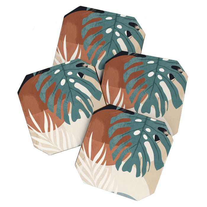 Abstract Art Tropical Leaves  Coaster Gallery Image 1