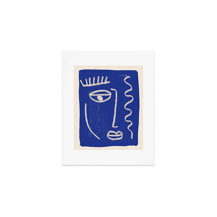 Abstract Face 23 Cobalt Blue Art Print Gallery Image 1