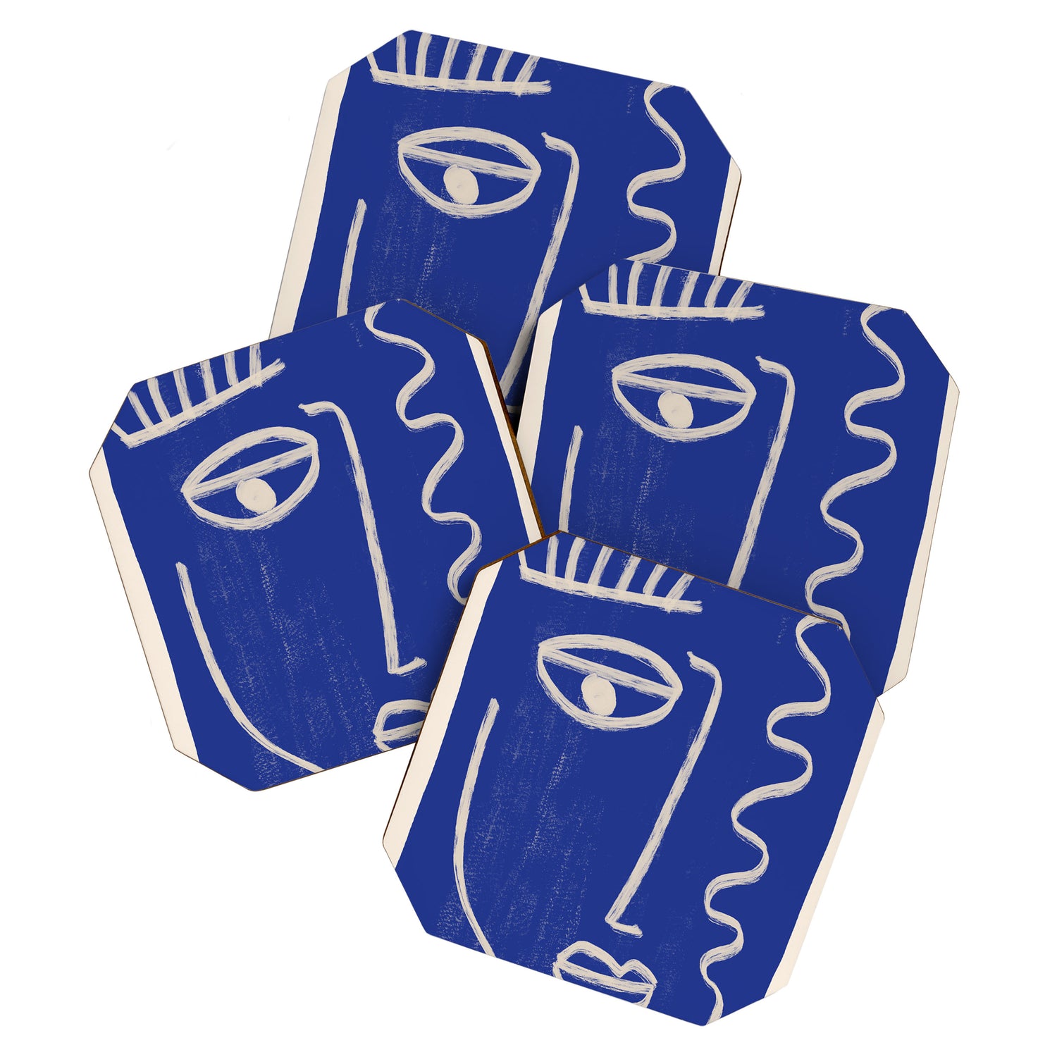 Abstract Face 23 Cobalt Blue Coaster Gallery Image 1