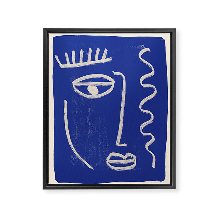 Abstract Face 23 Cobalt Blue Framed Canvas Print Gallery Image 1
