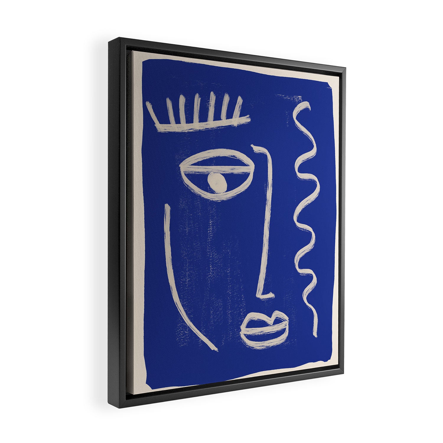 Abstract Face 23 Cobalt Blue Framed Canvas Print Gallery Image 2