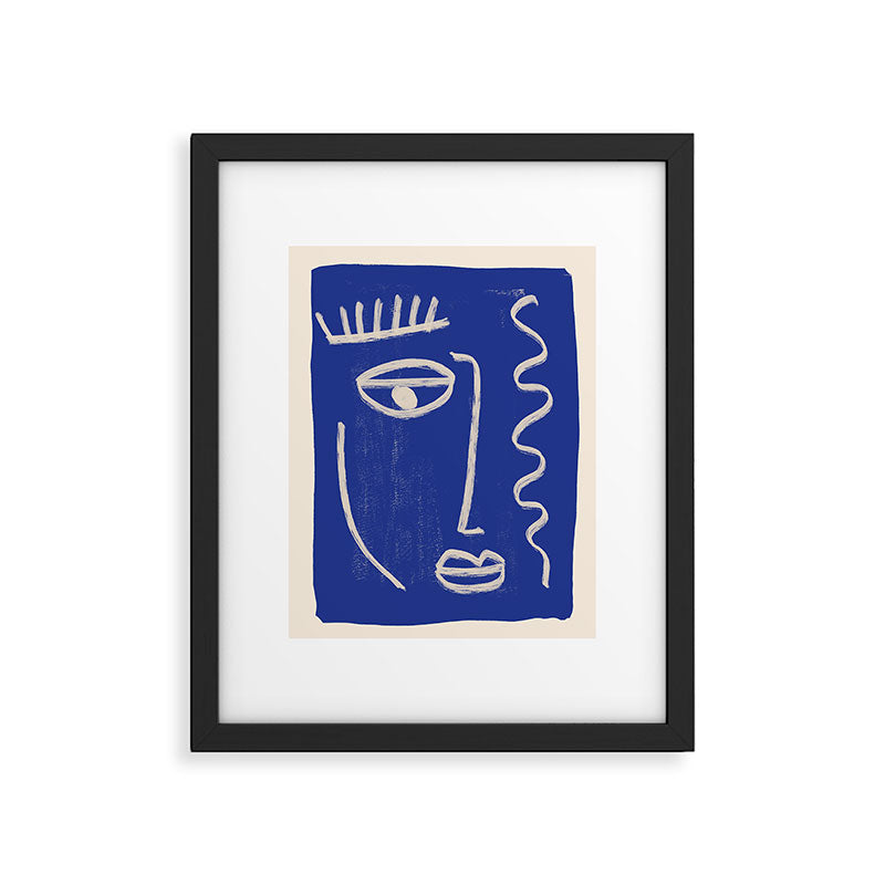 Abstract Face 23 Cobalt Blue Framed Art Print Gallery Image 5