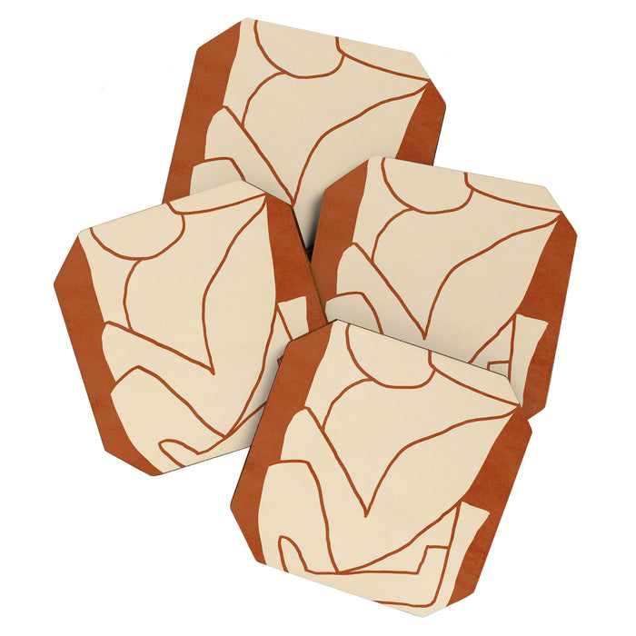 Abstract line art 2 Terracotta 2 Coaster Gallery Image 1