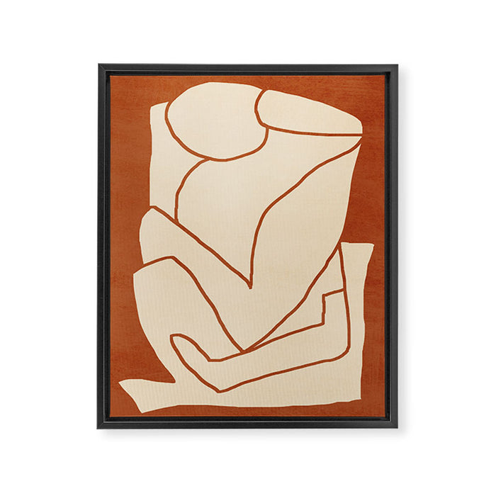 Abstract line art 2 Terracotta 2 Framed Canvas Print Gallery Image 1