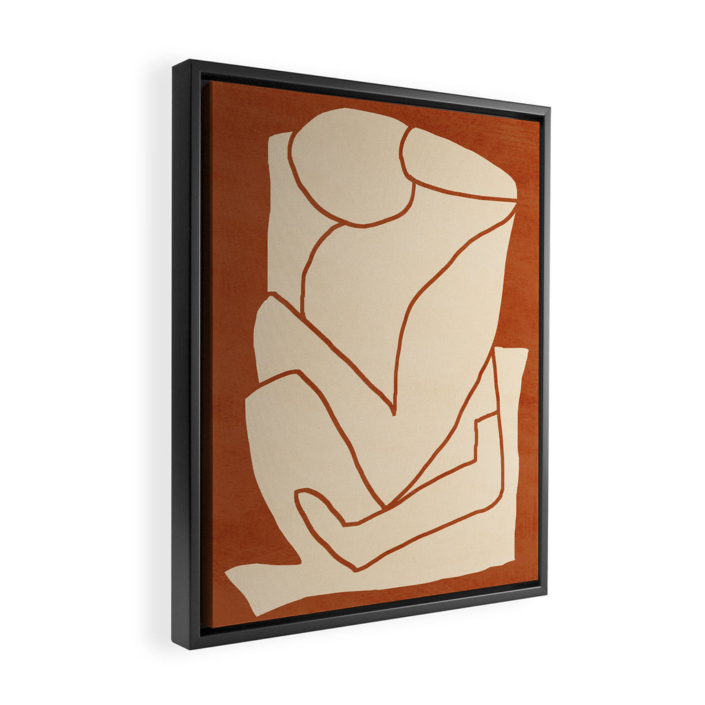 Abstract line art 2 Terracotta 2 Framed Canvas Print Gallery Image 2