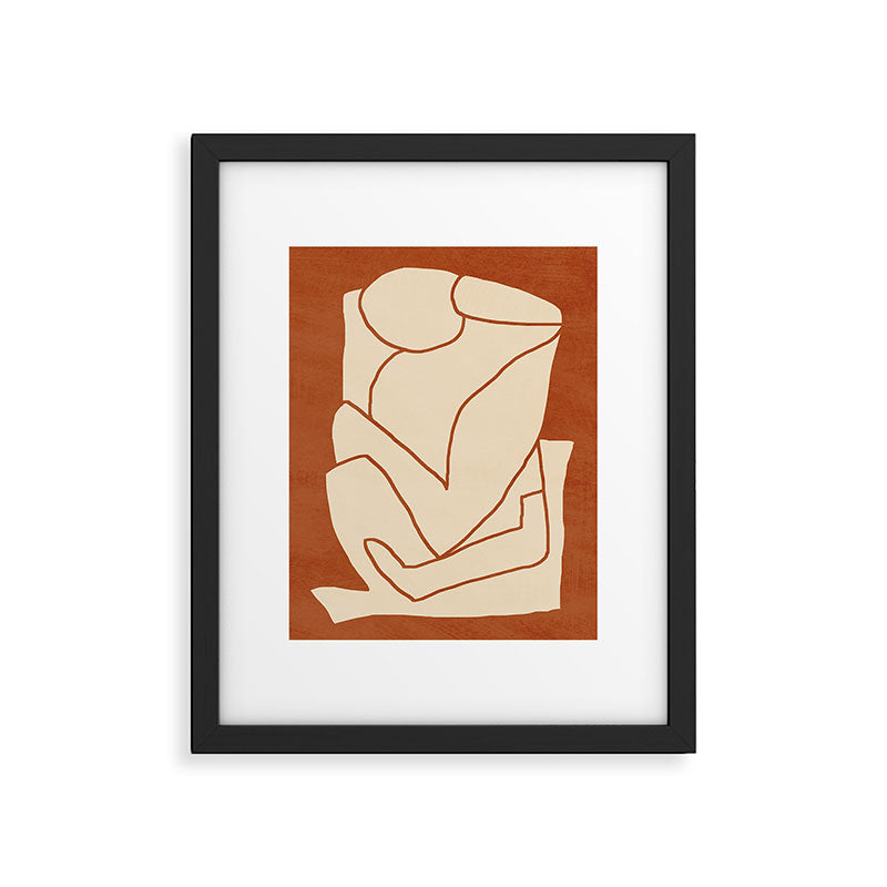Abstract line art 2 Terracotta 2 Framed Art Print Gallery Image 5