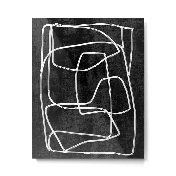Abstract line art 22 Black And White Metal Print Gallery Image 1
