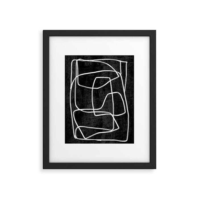 Abstract line art 22 Black And White Framed Art Print Gallery Image 1