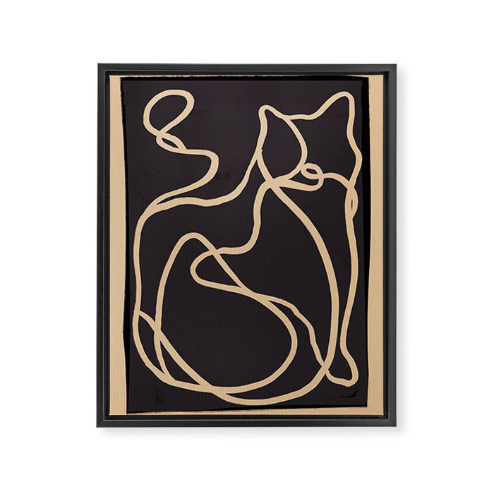 Abstract Line Art Cat 2 Framed Canvas Print Gallery Image 1