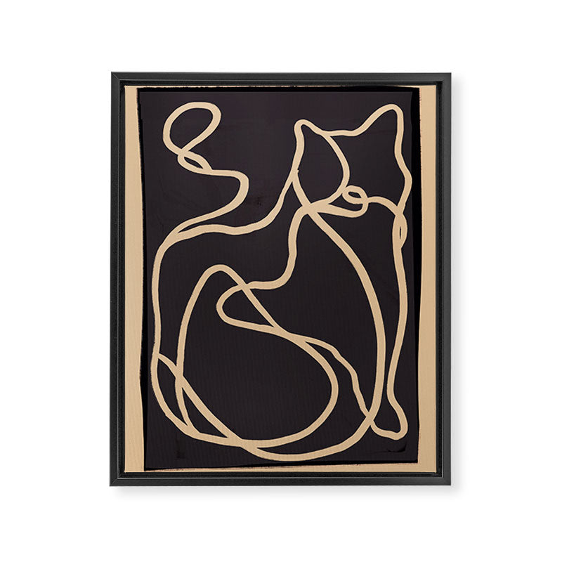 Abstract Line Art Cat 2 Framed Canvas Print Gallery Image 6
