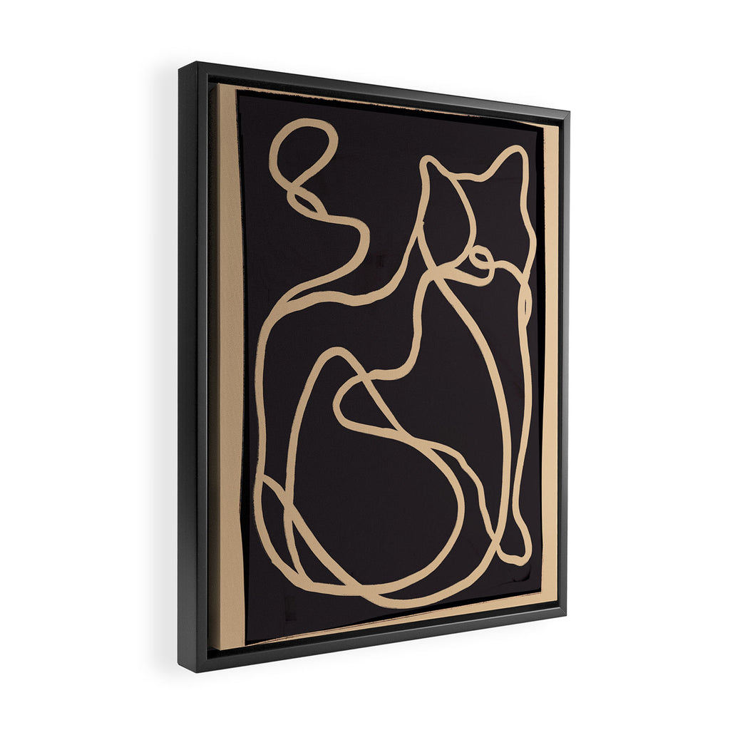 Abstract Line Art Cat 2 Framed Canvas Print Gallery Image 2