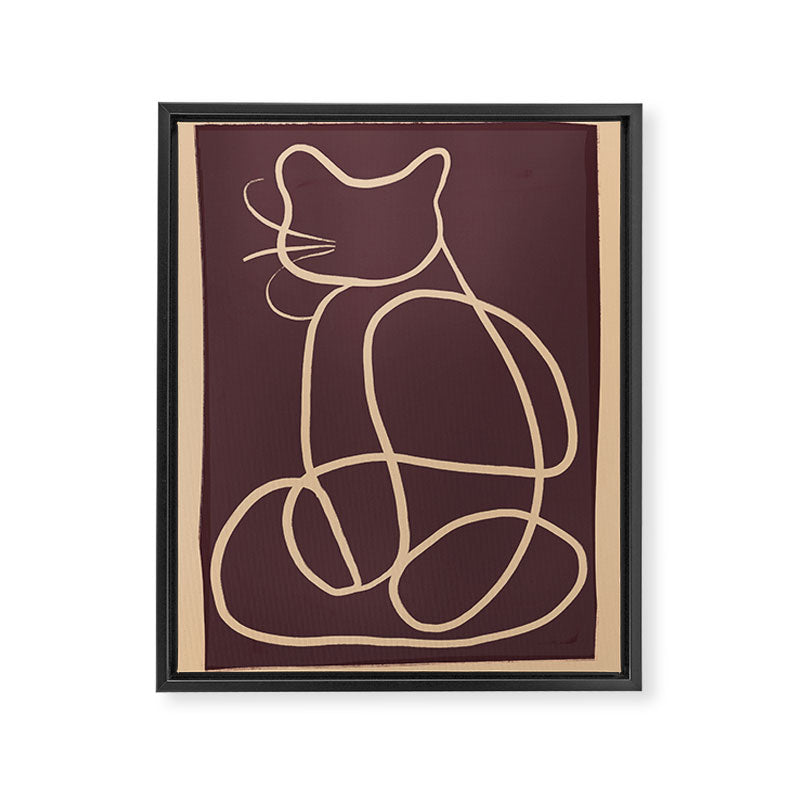 Abstract Line Art Cat 3 Framed Canvas Print Gallery Image 6