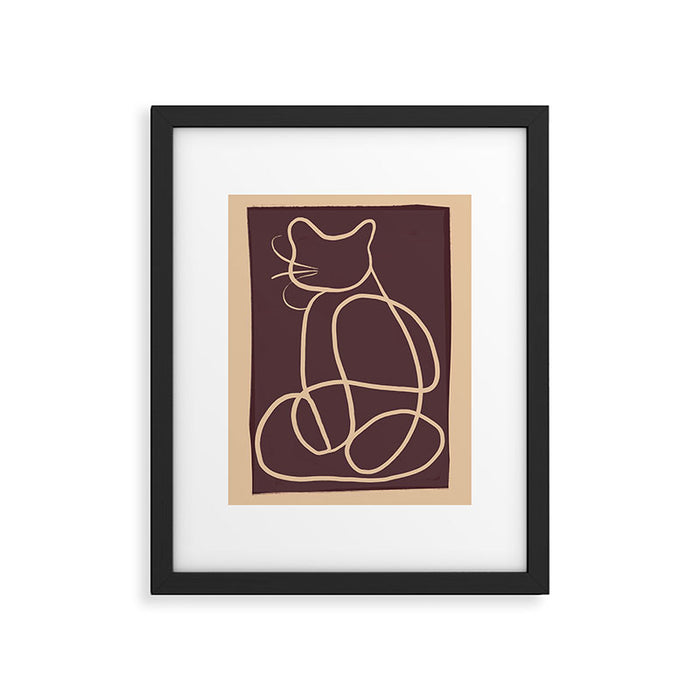 Abstract Line Art Cat 3 Framed Art Print Gallery Image 1