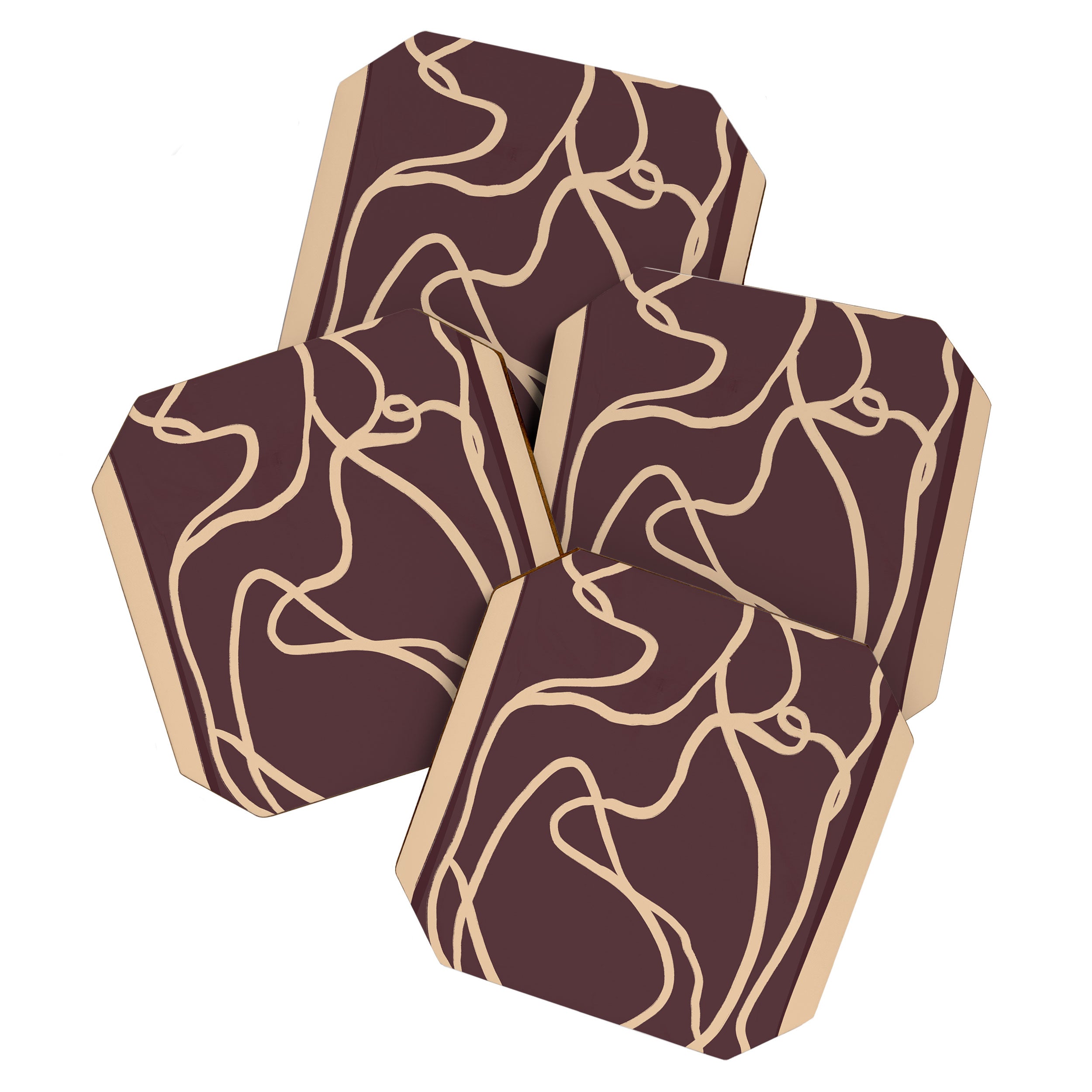 Abstract Line Art Cat 4 Coaster Gallery Image 1