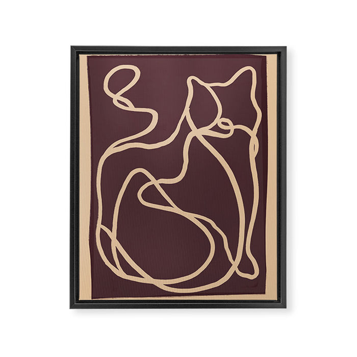 Abstract Line Art Cat 4 Framed Canvas Print Gallery Image 1