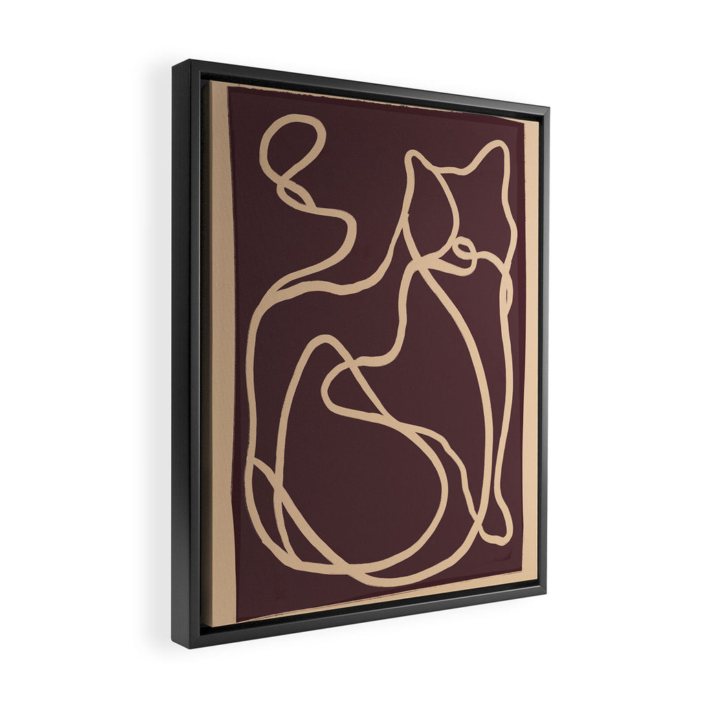 Abstract Line Art Cat 4 Framed Canvas Print Gallery Image 2