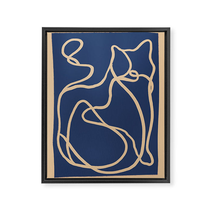Abstract Line Art Cat 6 Framed Canvas Print Gallery Image 1