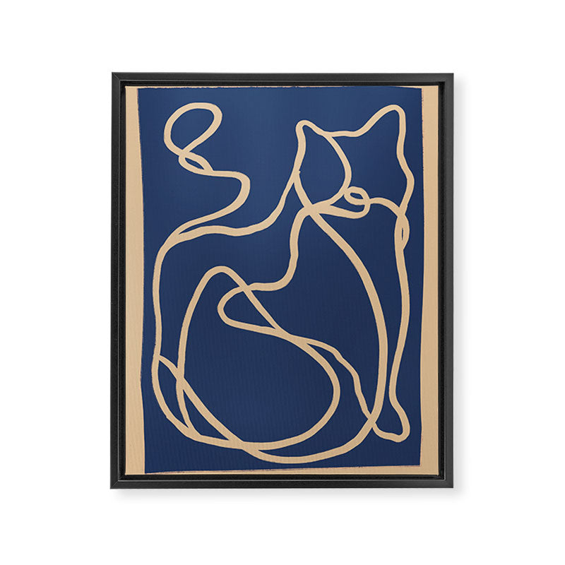 Abstract Line Art Cat 6 Framed Canvas Print Gallery Image 6