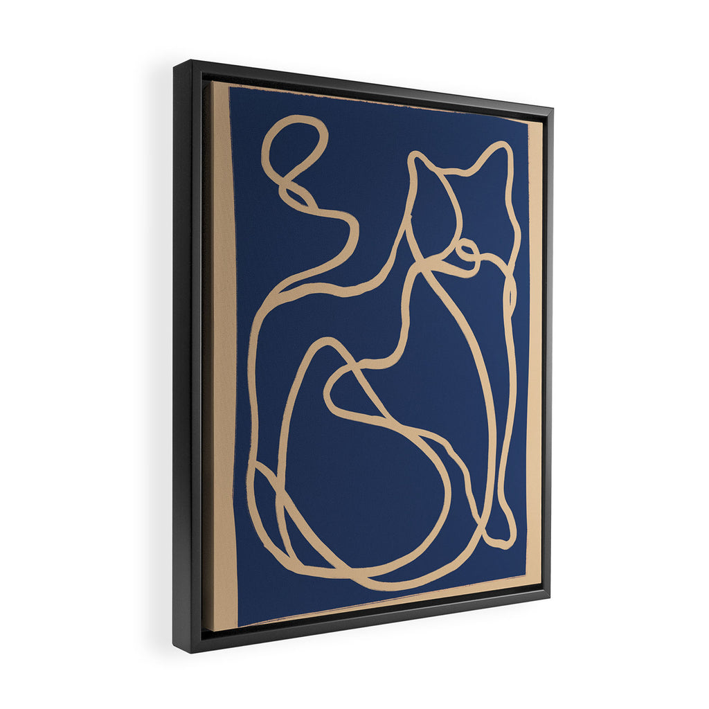 Abstract Line Art Cat 6 Framed Canvas Print Gallery Image 2