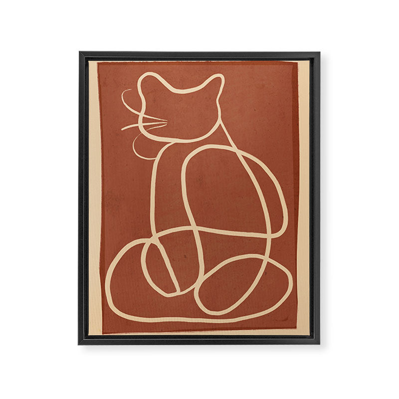 Abstract Line Art Cat 7 Framed Canvas Print Gallery Image 6